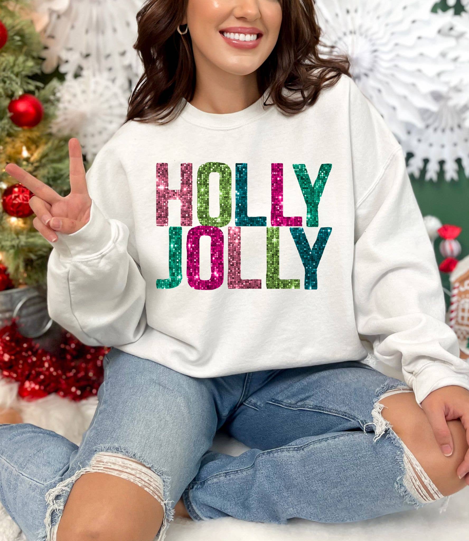 *HOLLY JOLLY* CHRISTMAS CREWNECK SWEATSHIRT*