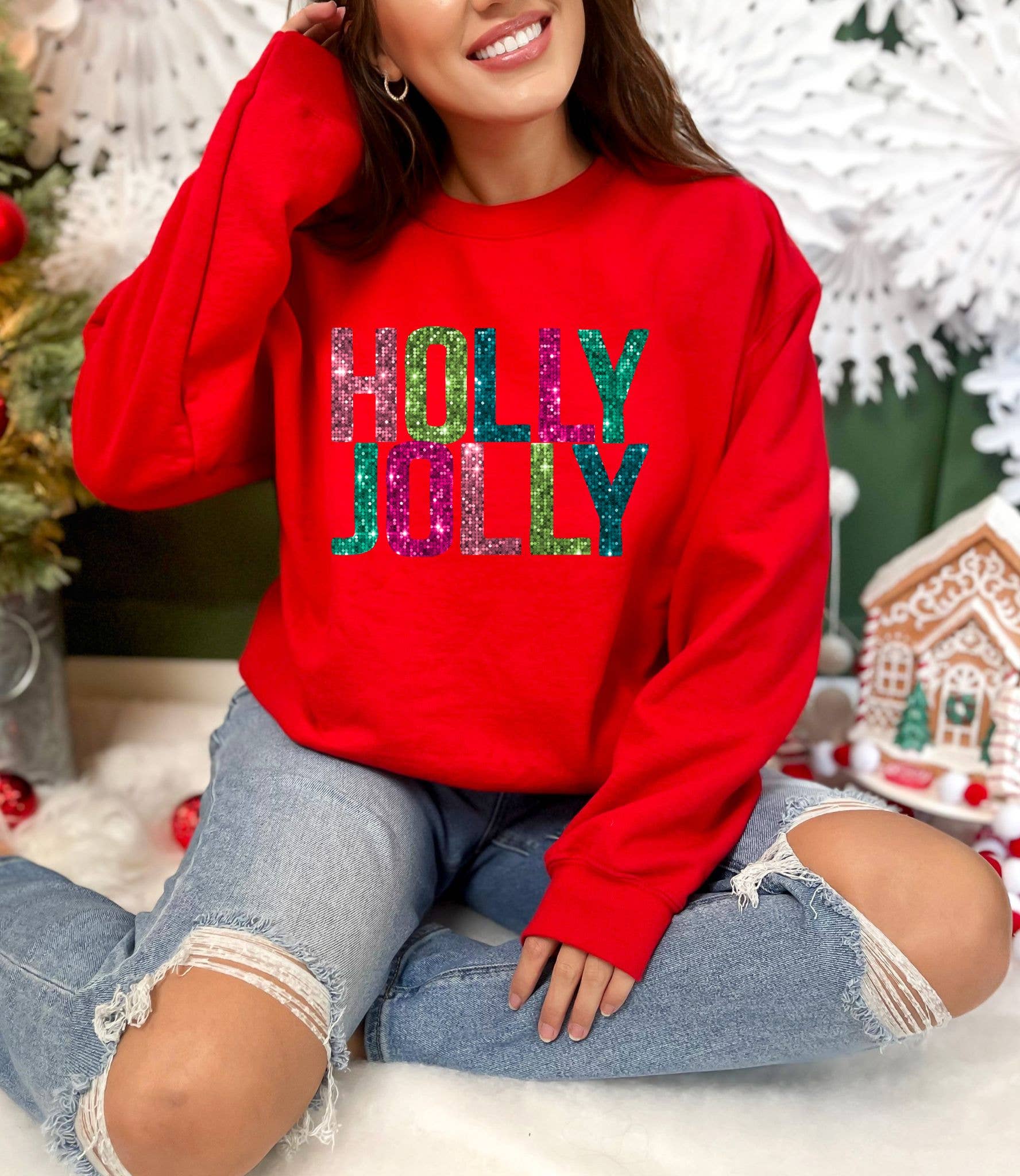 *HOLLY JOLLY* CHRISTMAS CREWNECK SWEATSHIRT*