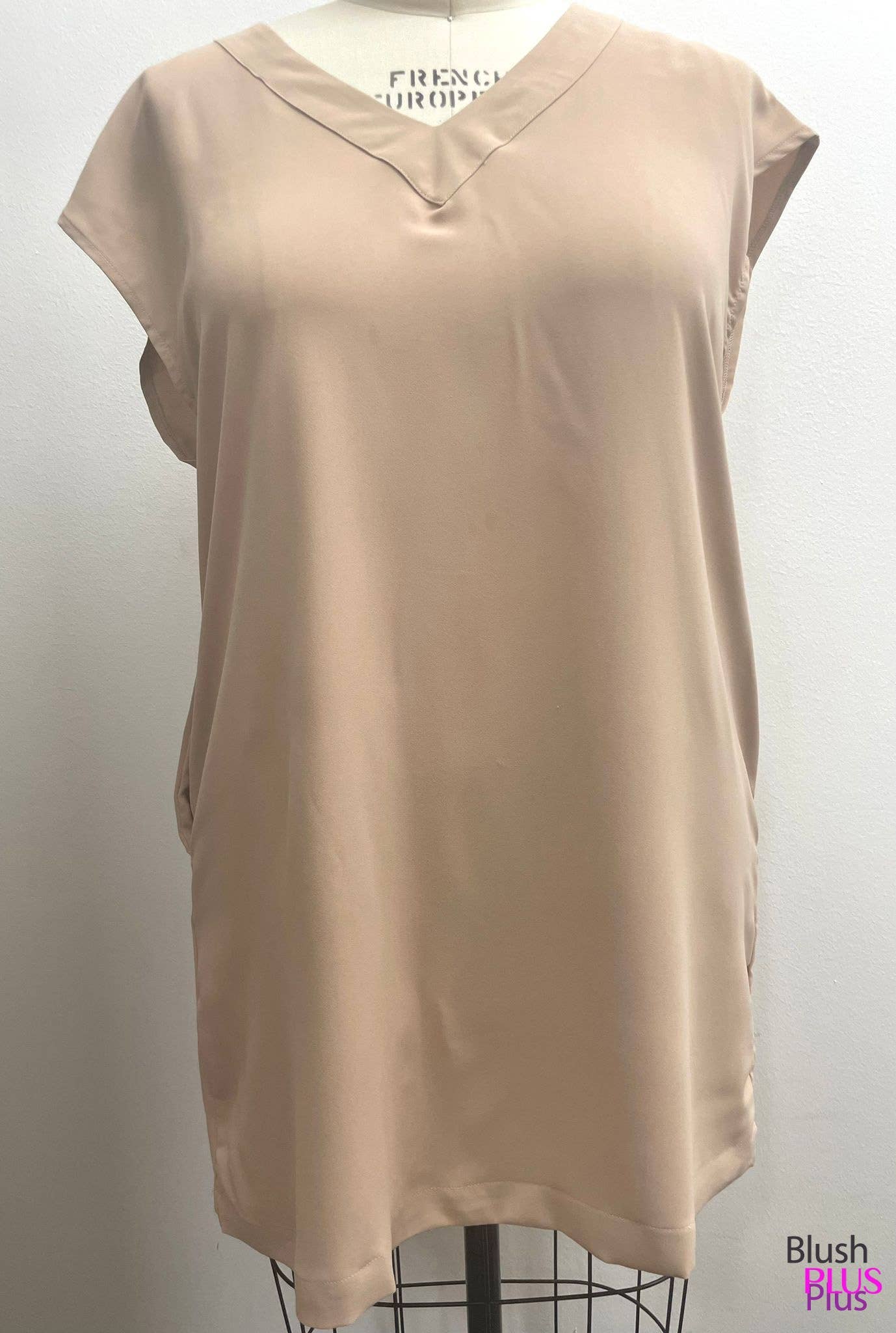 SOFT FABRIC V NECK OFF SHOULDER SIDE POCKET SHIF