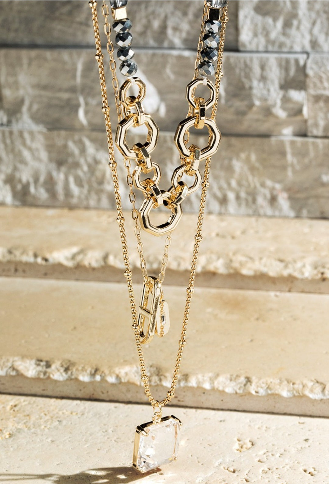 Brass & Glass Bead Necklace