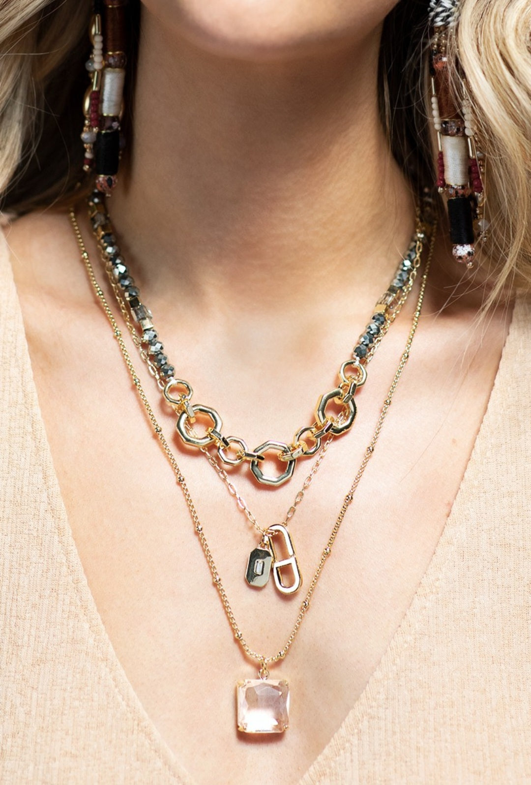 Brass & Glass Bead Necklace
