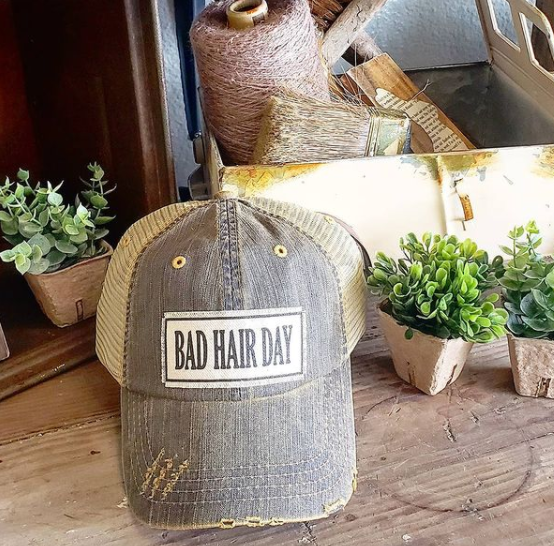 Bad Hair Day Distressed Trucker Hat Baseball Cap