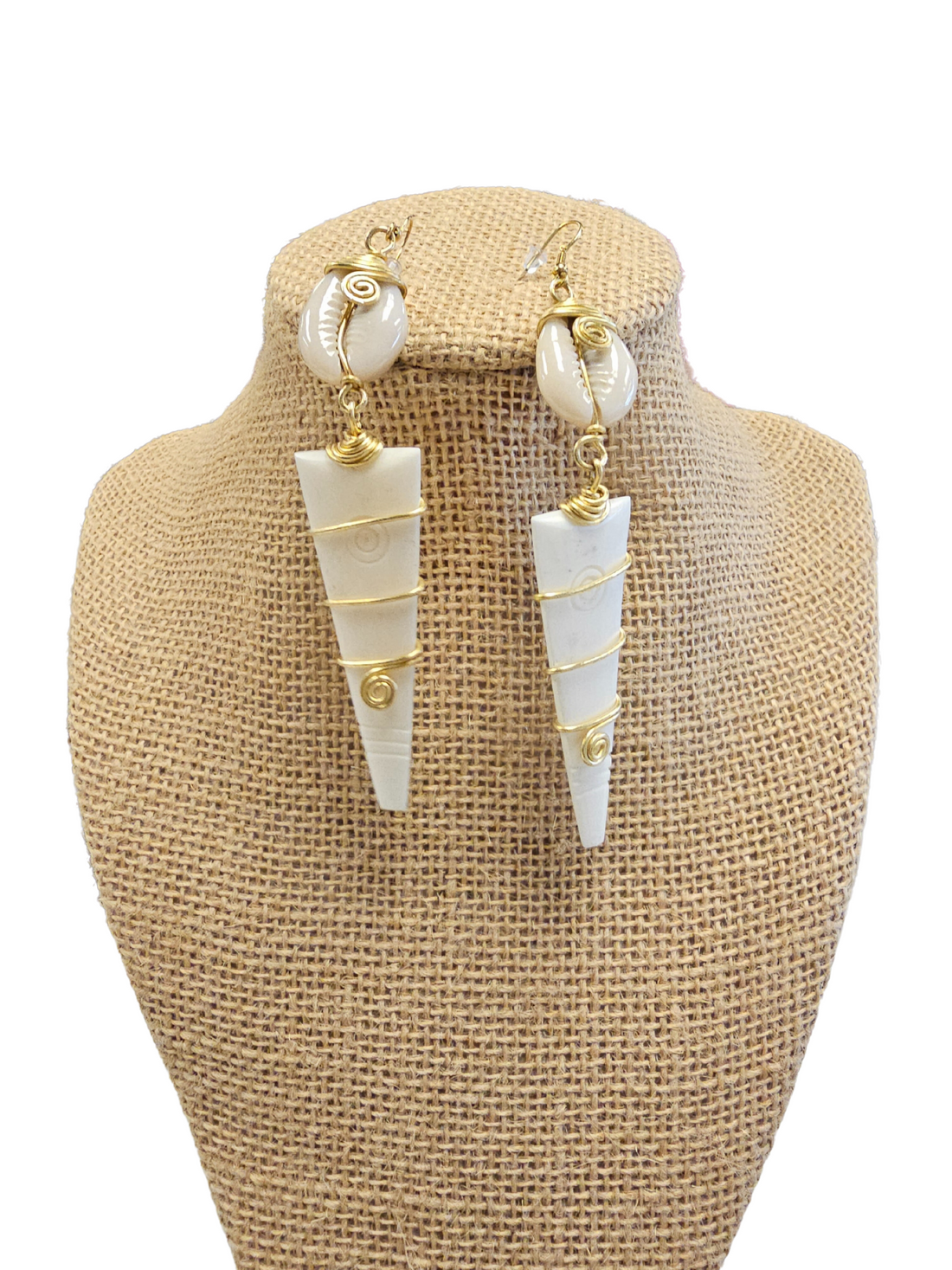 Ivory Cowrie Dangle Earrings