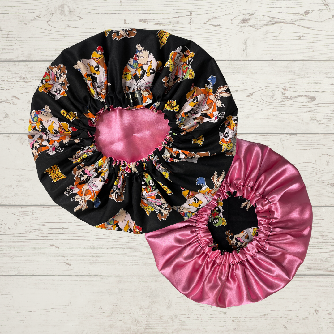 Black Floral Satin Lined Bonnet