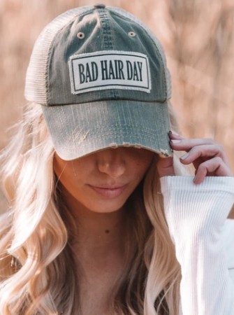 Bad Hair Day Distressed Trucker Hat Baseball Cap