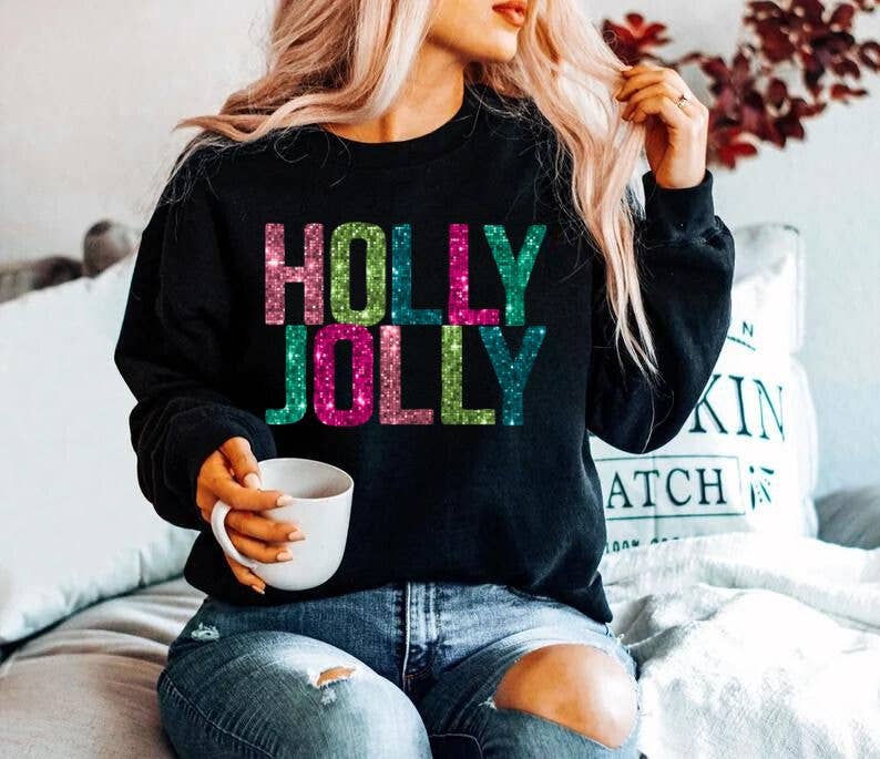 *HOLLY JOLLY* CHRISTMAS  CREWNECK SWEATSHIRT*