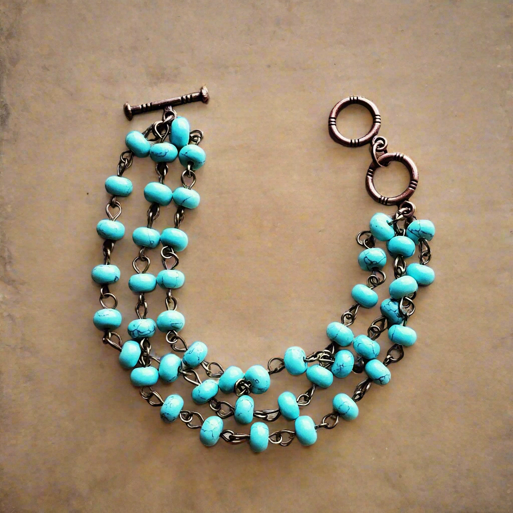 Turquoise Triple Strand Bracelet 804j