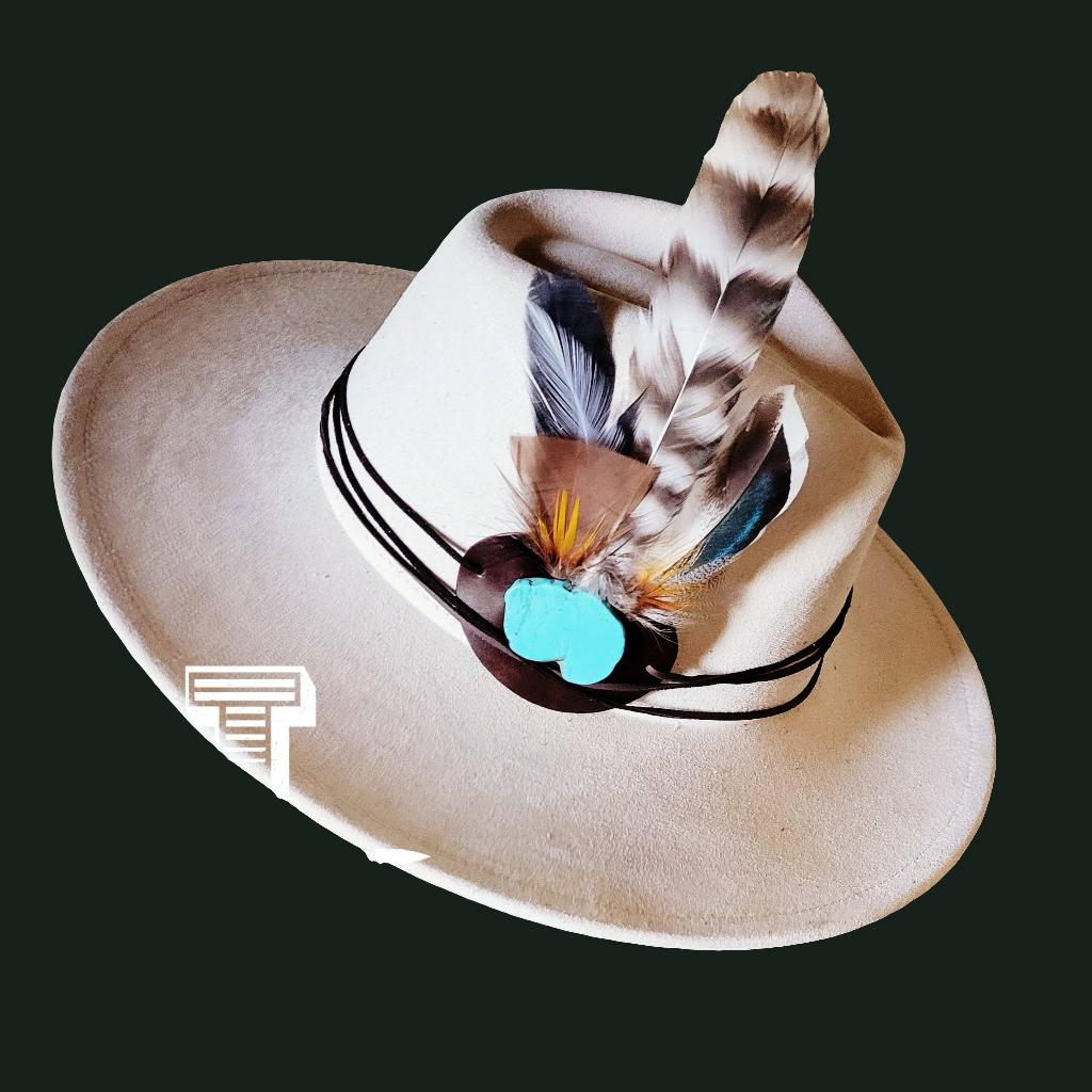Boho Western Hat w/ Choice of Turquoise Hat Accent-Bone 981c