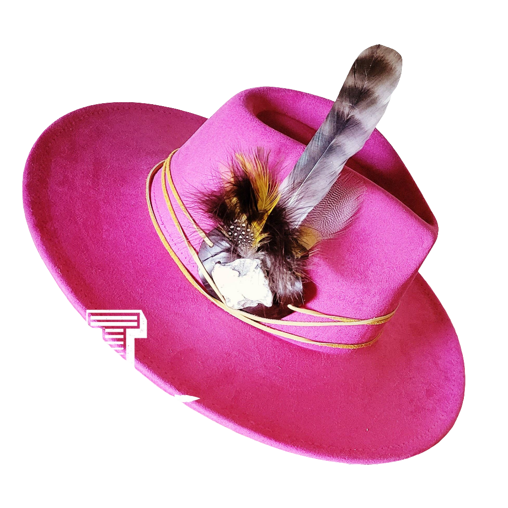 Boho Western Hat Choice of Turquoise Hat Accent-Magenta 981g