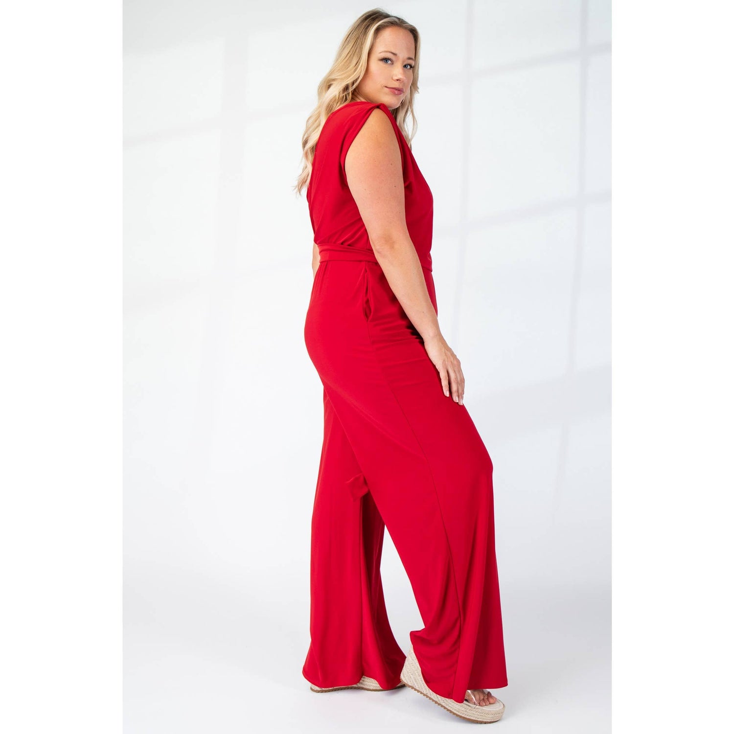 PLUS SIZE PRT KNIT ONE SHOULDER JUMPSUIT