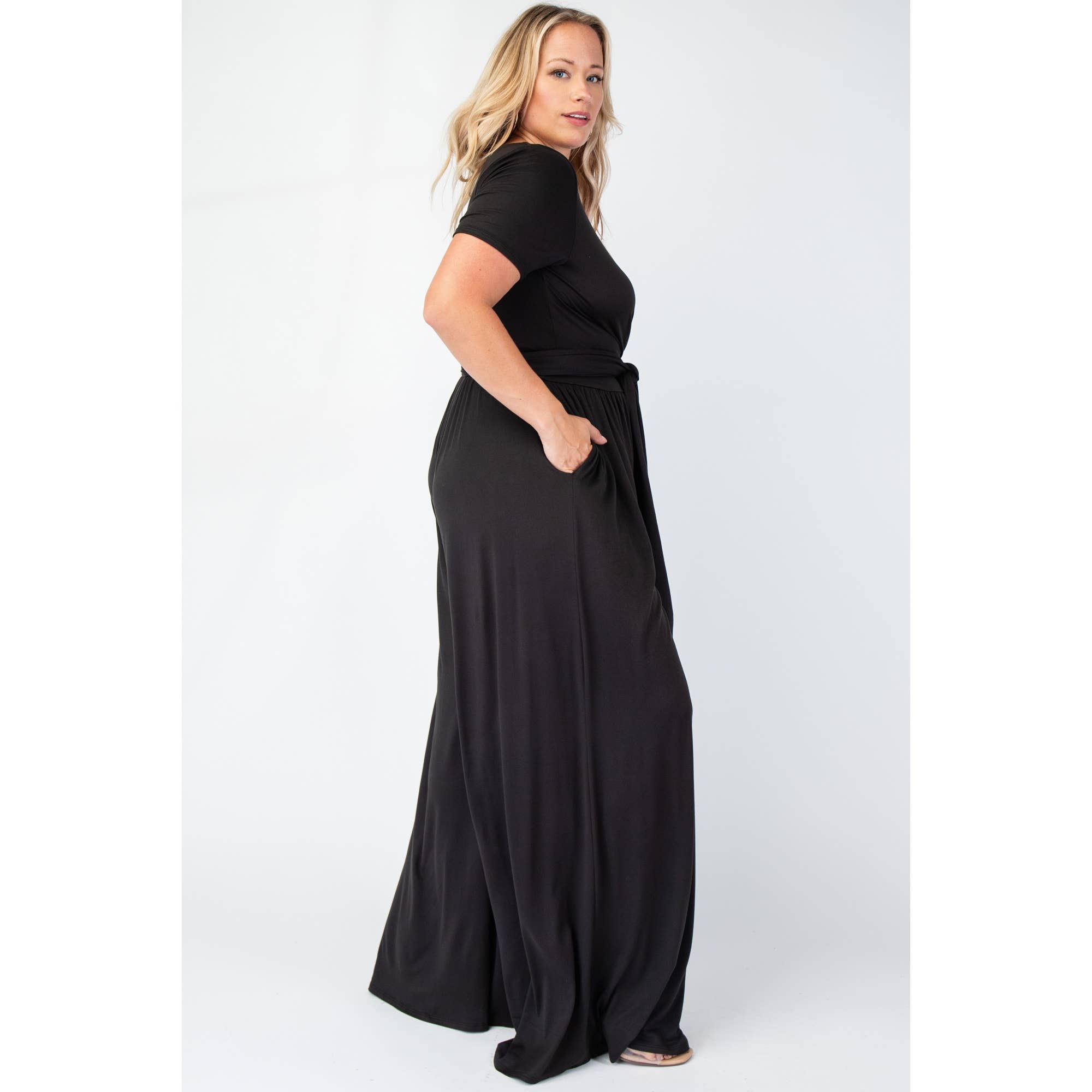 PLUS SIZE WRAP AROUND SHORT SLEEVE TOP N PANTS SET