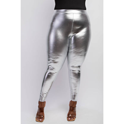 PLUS SIZE FAUX LEATHER HIGH RISE LEGGINGS