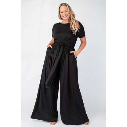 PLUS SIZE WRAP AROUND SHORT SLEEVE TOP N PANTS SET