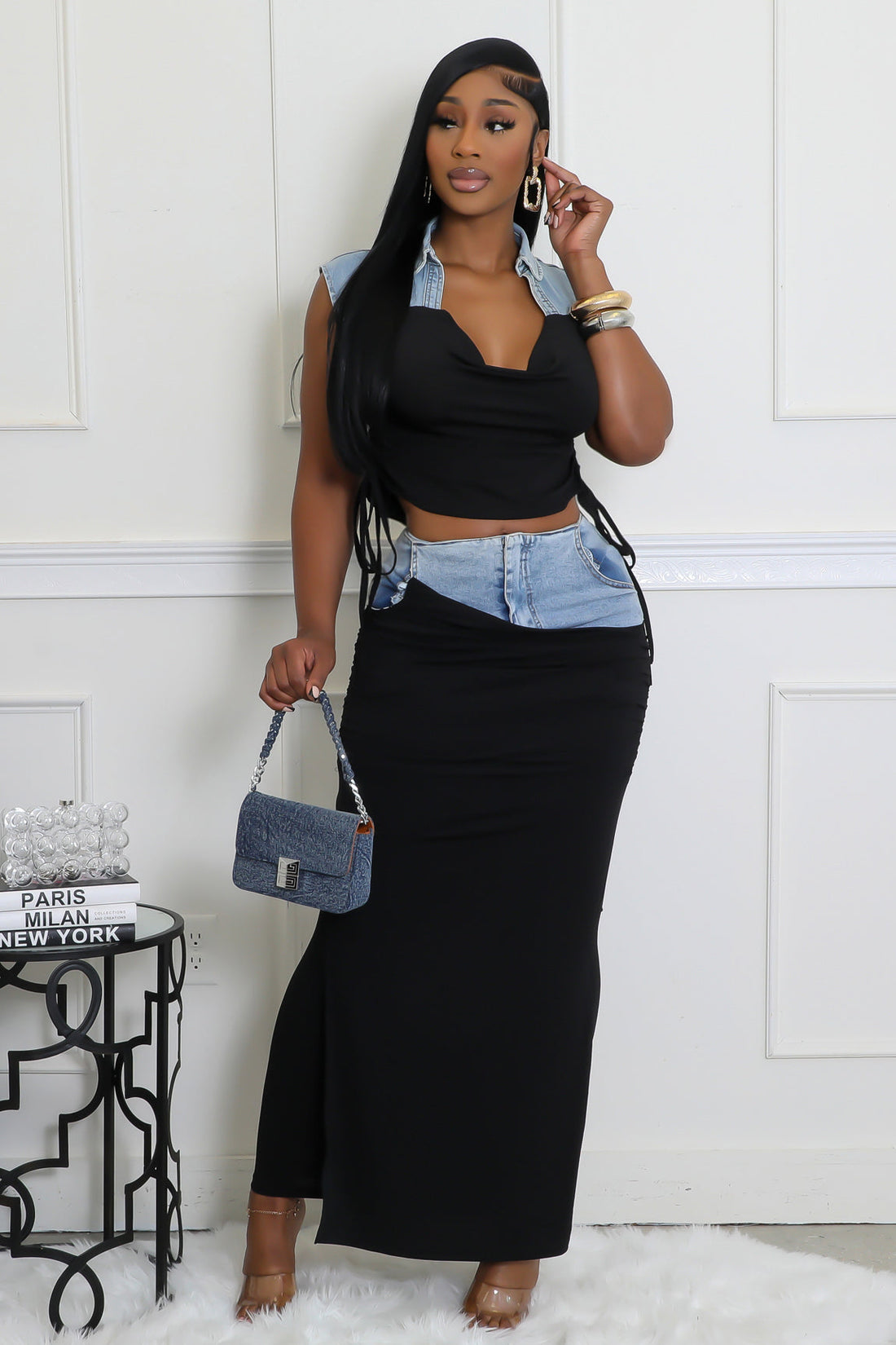 Denim on Play Skirt Set