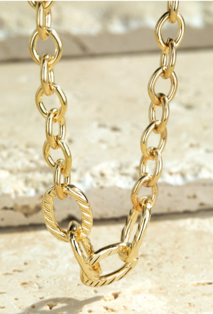 Metal Textured Linked Necklace